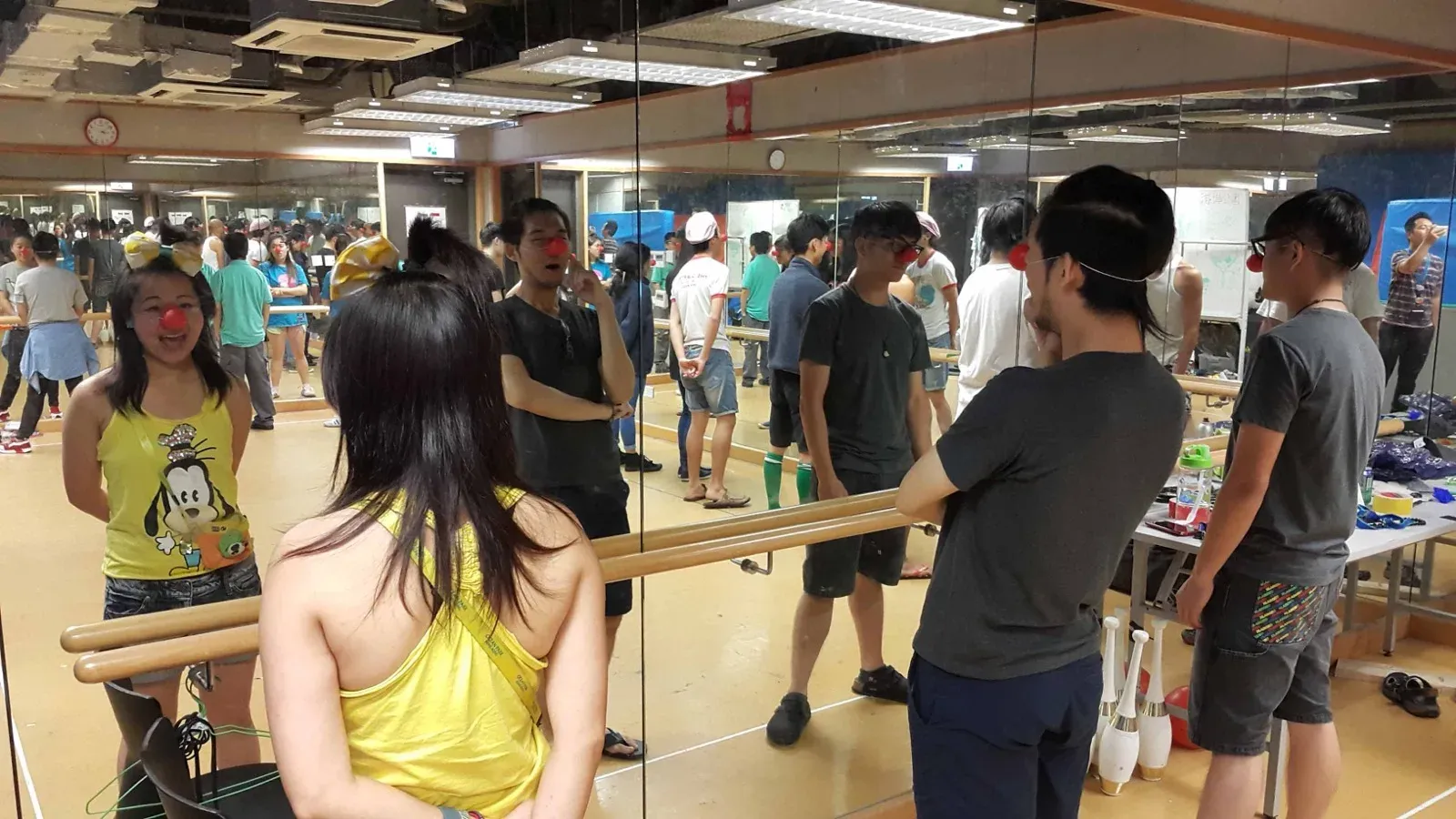 Circus artists rehearsing the Bamboo Jam show in a Hong Kong dance studio
