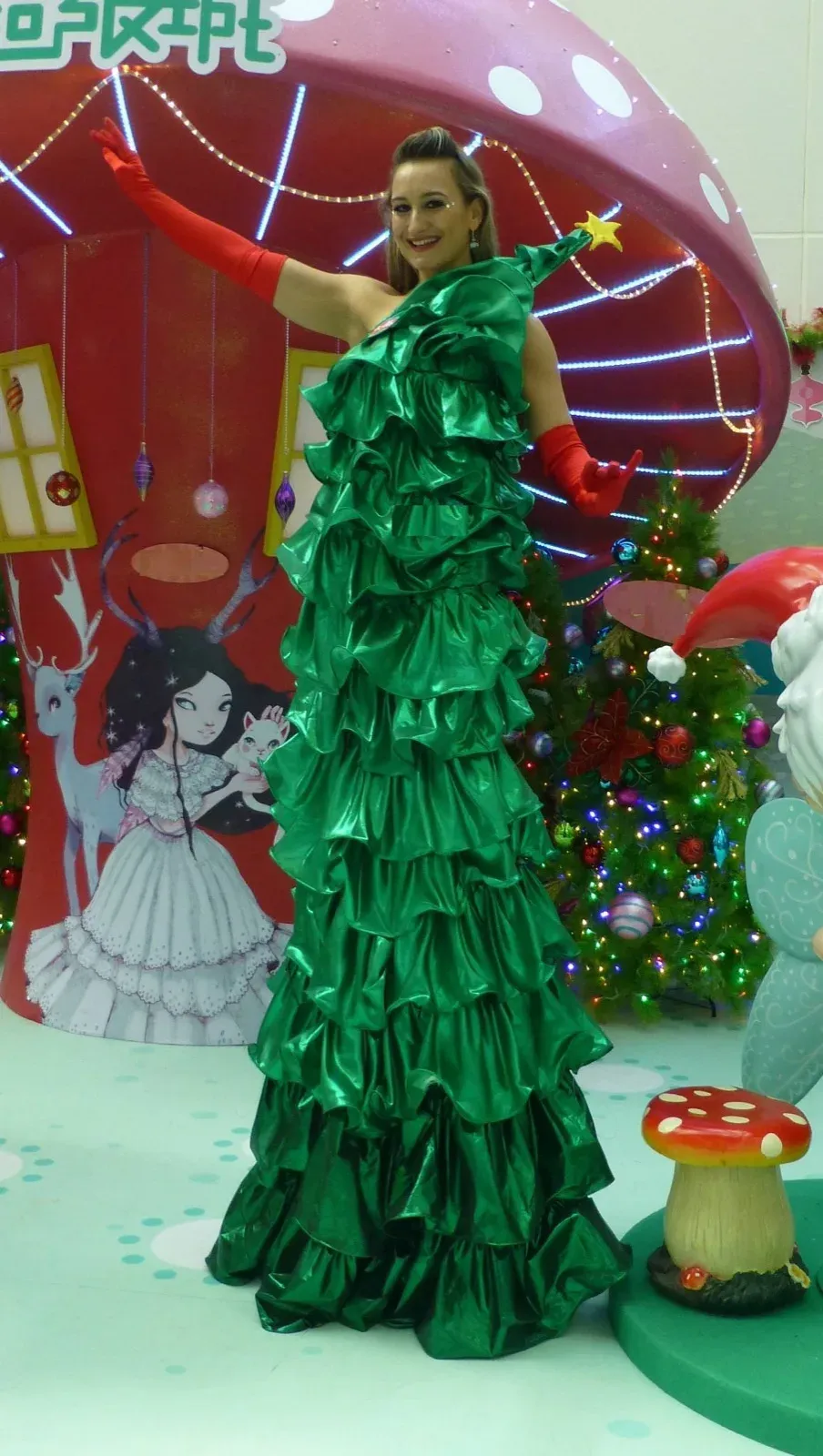 Christmas dress stilts walker in Hong Kong