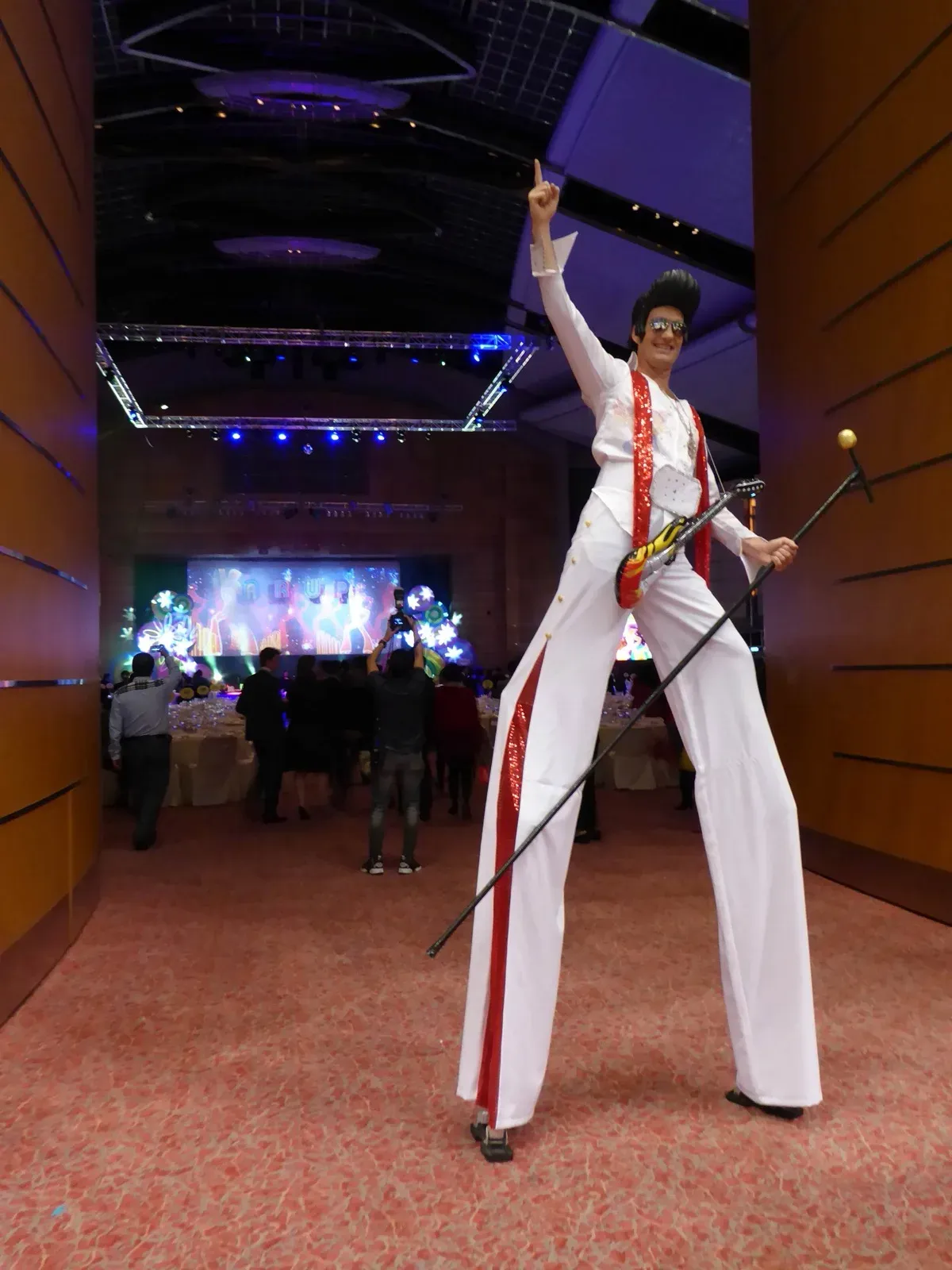 Elvis on Stilts in Hong Kong for rock'n roll party cocktail event