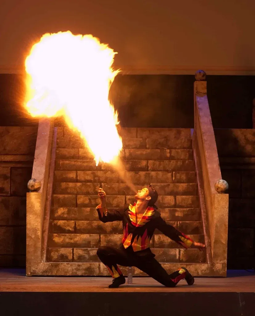 flame blowing in fire show in hong kong