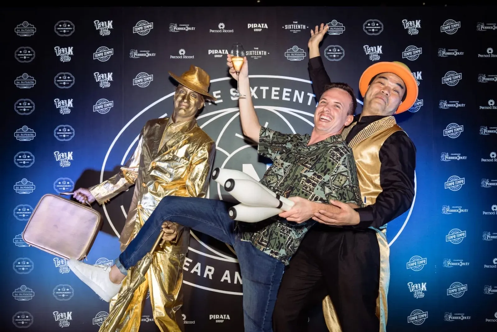 Golden statue mime in Hong Kong luxury event