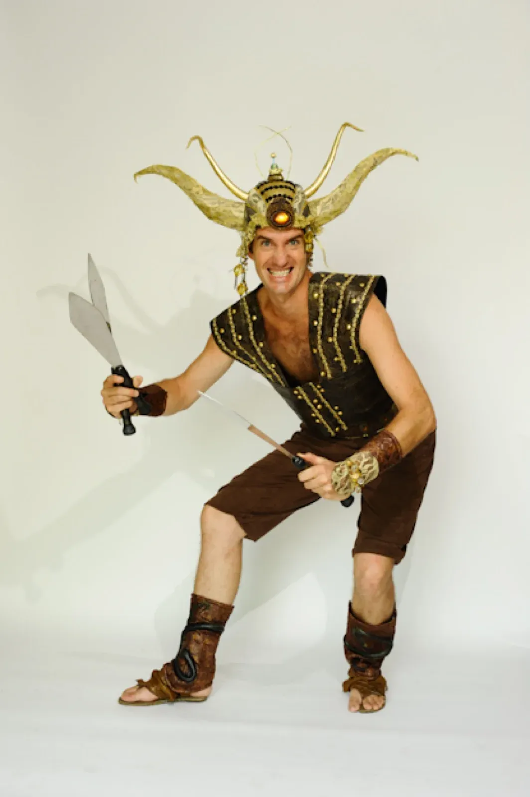 HOng Kong barbarian with helmet costume for theme party event