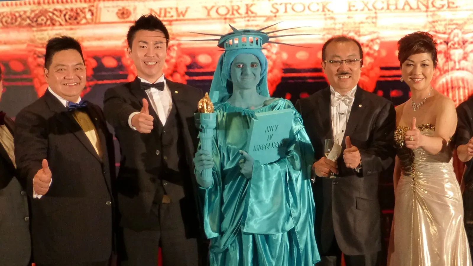 Hong Kong corporate event with statue of liberty roving character
