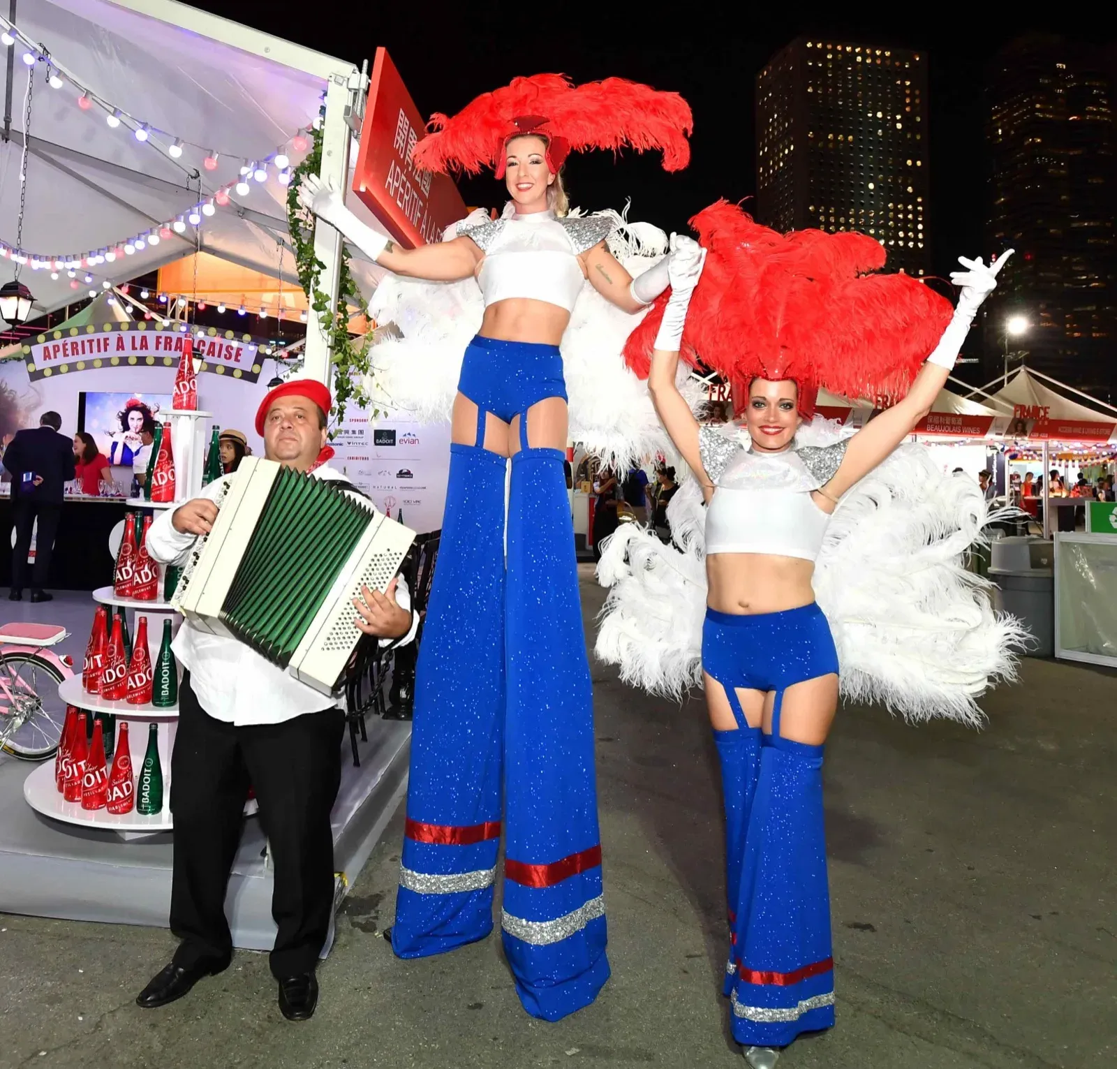 Hong Kong French accordion music stilts sexy tricolor