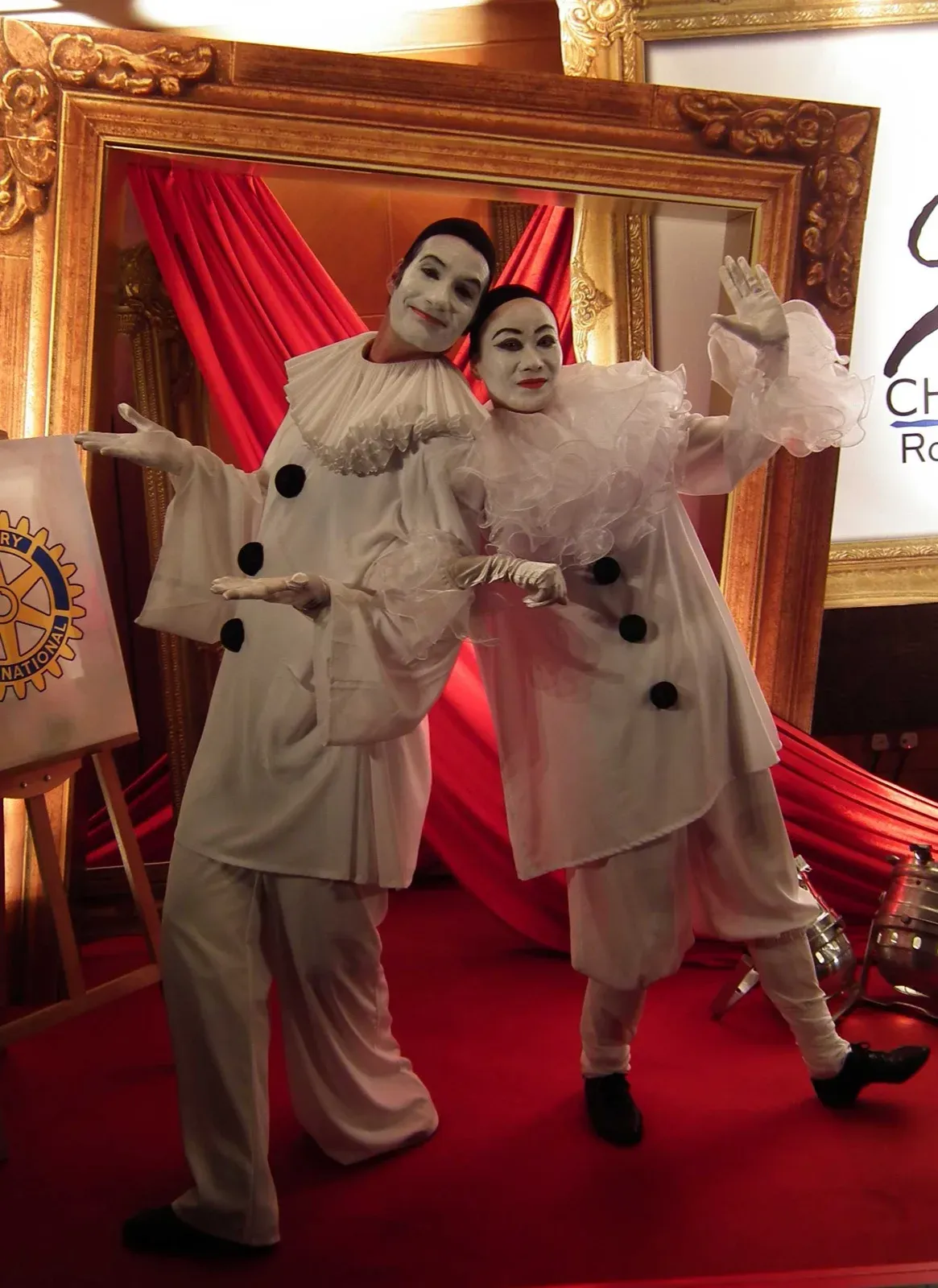 hong kong meet &greet character dressed as Pierrot & columbine for cocktail event