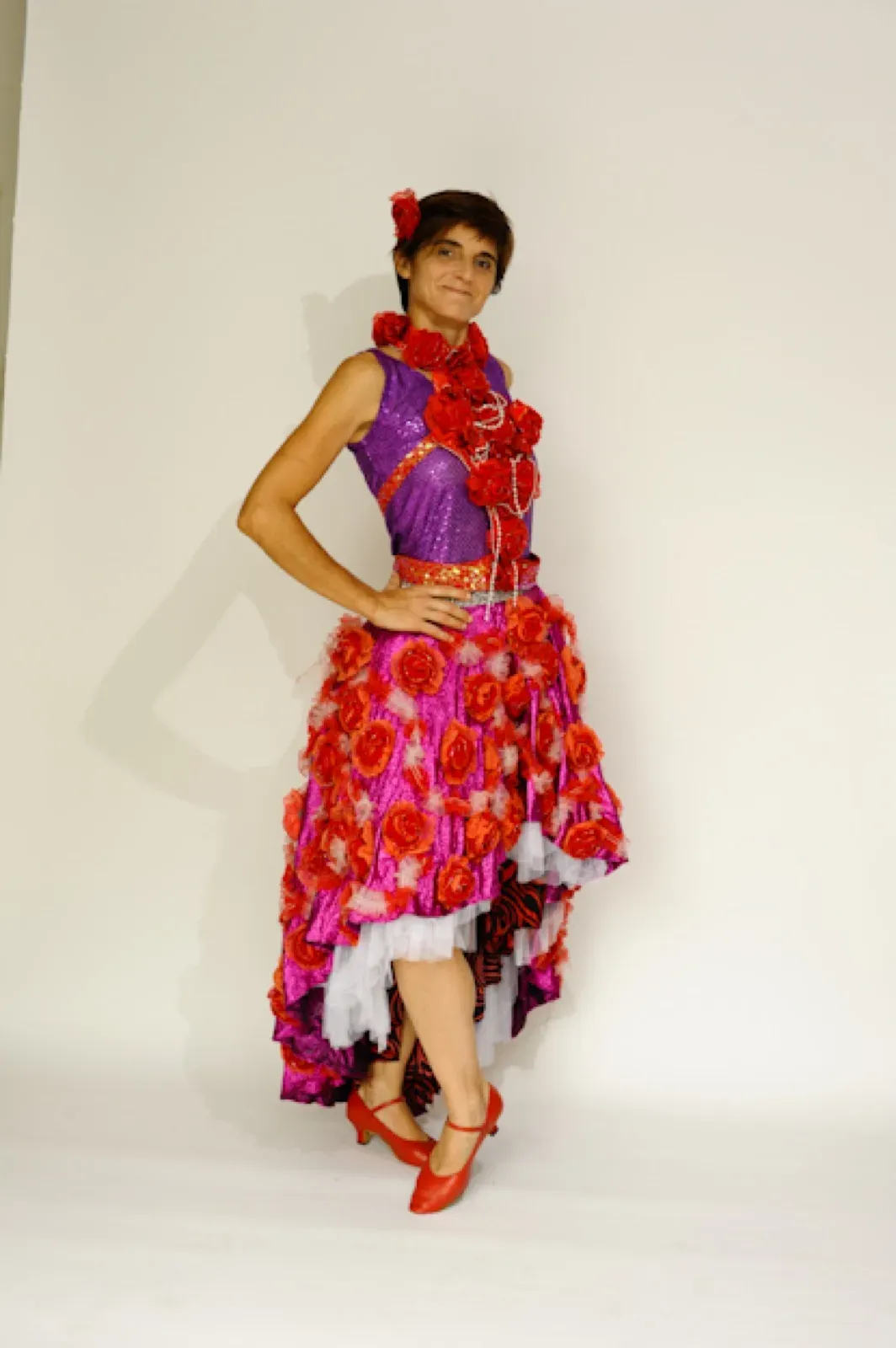 Dancer in a red flower dress