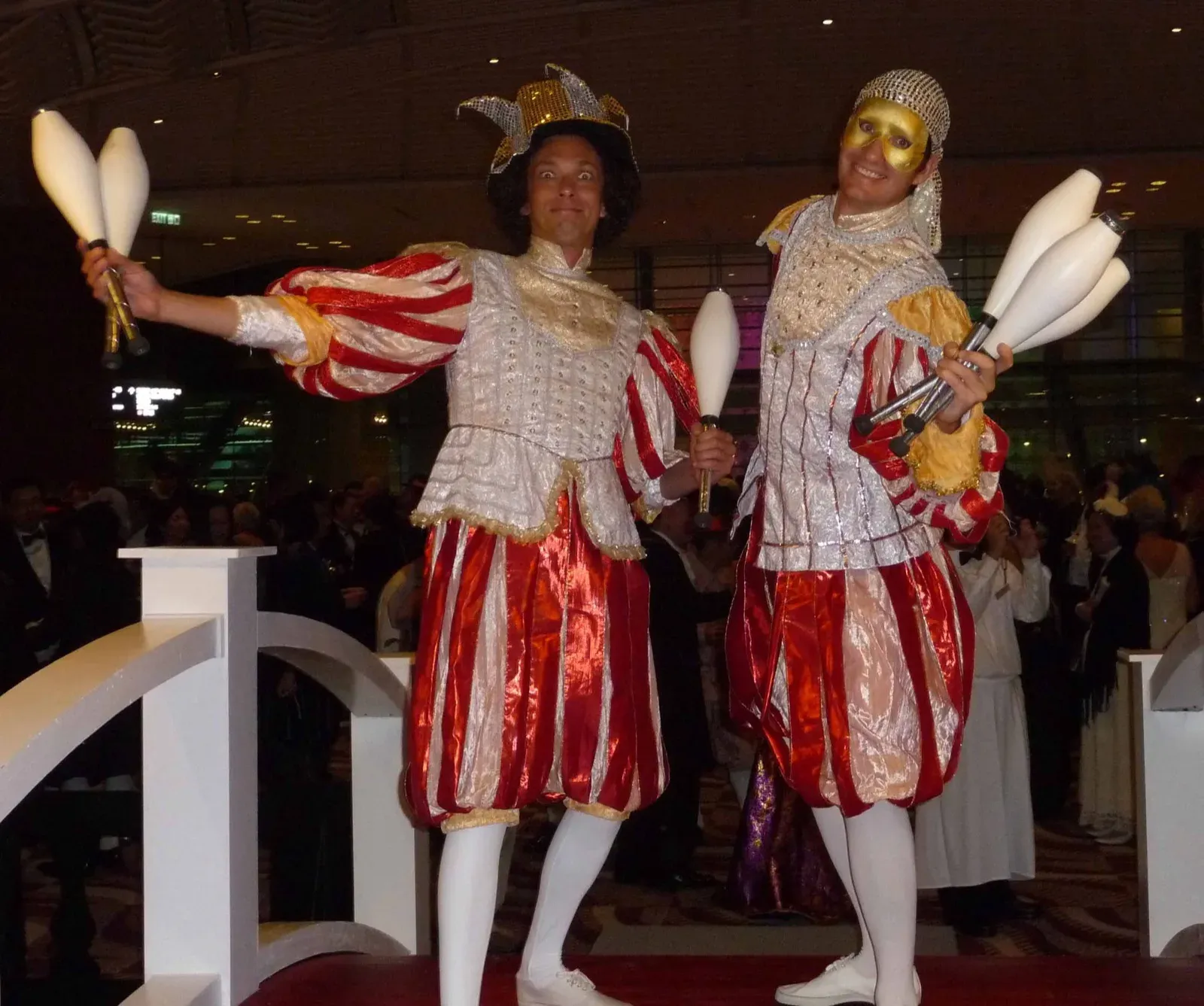 Italian costumes from Venice for jugglers performing in hong kong corporate event