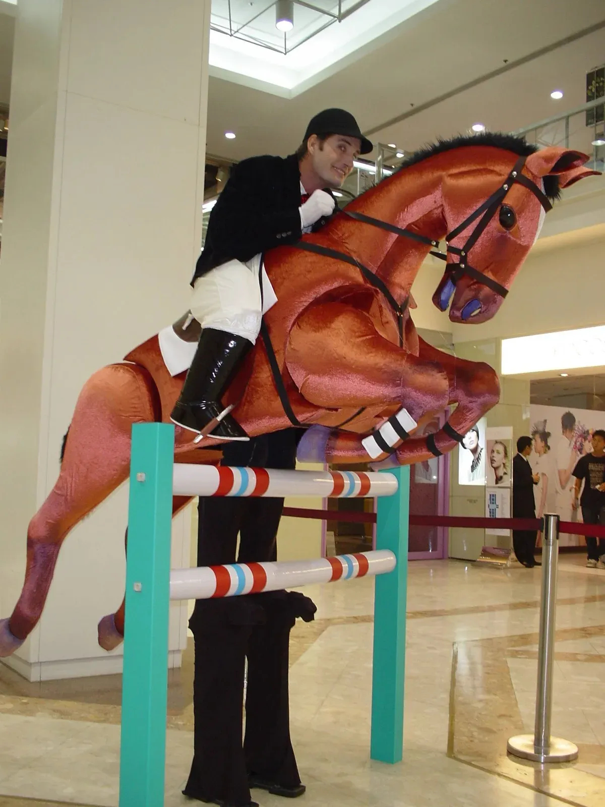 Jumping horse with hurdles for Hong Kong Olympic promotion