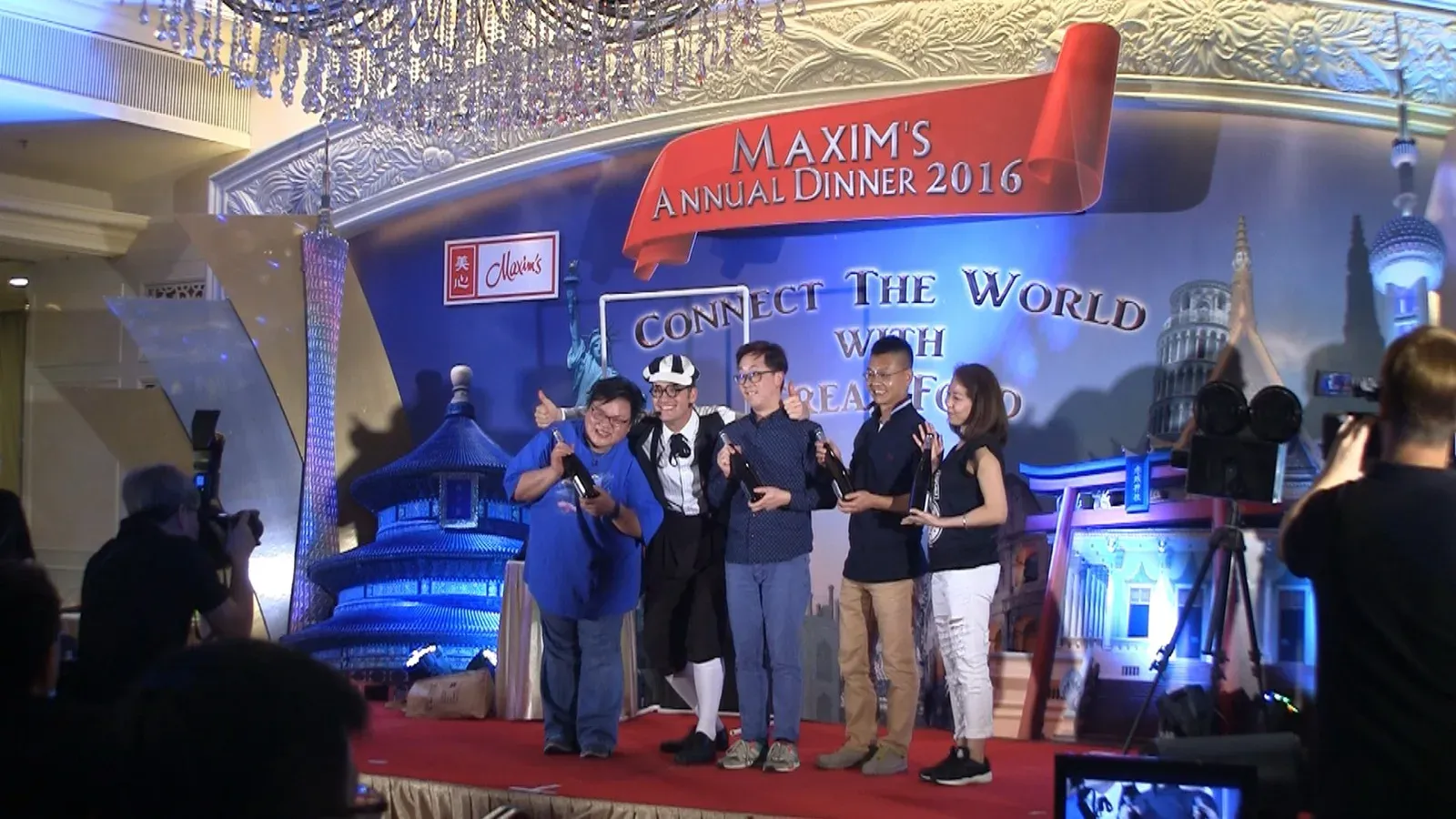 Line up of actor on stage in Hong Kong