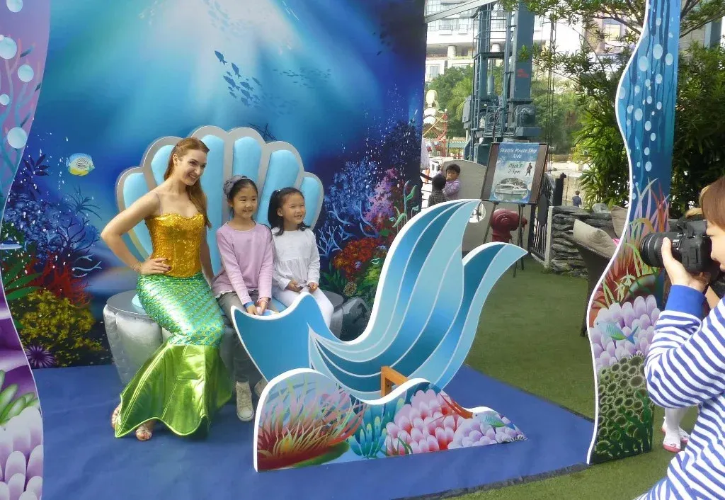 Sea World mermaid character in Hong Kong