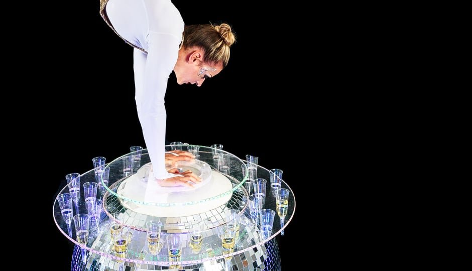 HAND STAND WITH CHAMPAGNE GLASSES PERFORMANCE IN HONG KONG