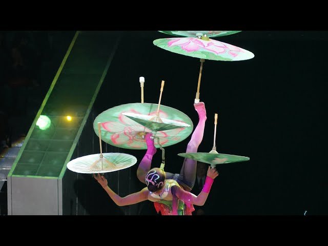 UMBRELLA BALANCING ACT ON FEET BY CHINESE ACROBATS (AWARD WINNING)
