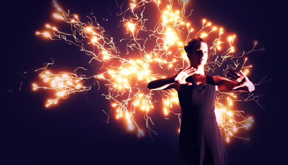 MULTIMEDIA LIVE PERFORMANCE WITH REAL TIME PROJECTION REACTING TO MOVEMENT & MUSIC